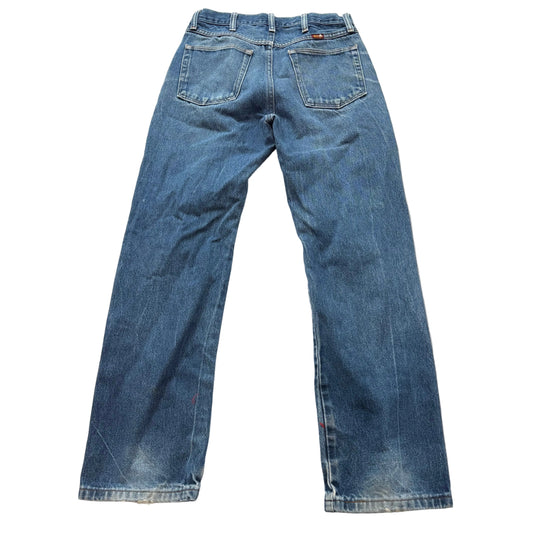 Wrangler Rustler Men's Blue Denim Straight Leg Jeans Workwear Zip-Fly Size 30x30