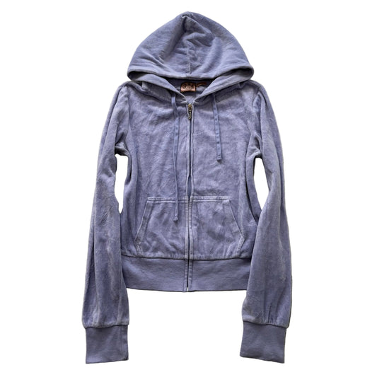 Vintage Juicy Couture Women's Light Purple Velour Zip-Up Hoodie Pockets Size S