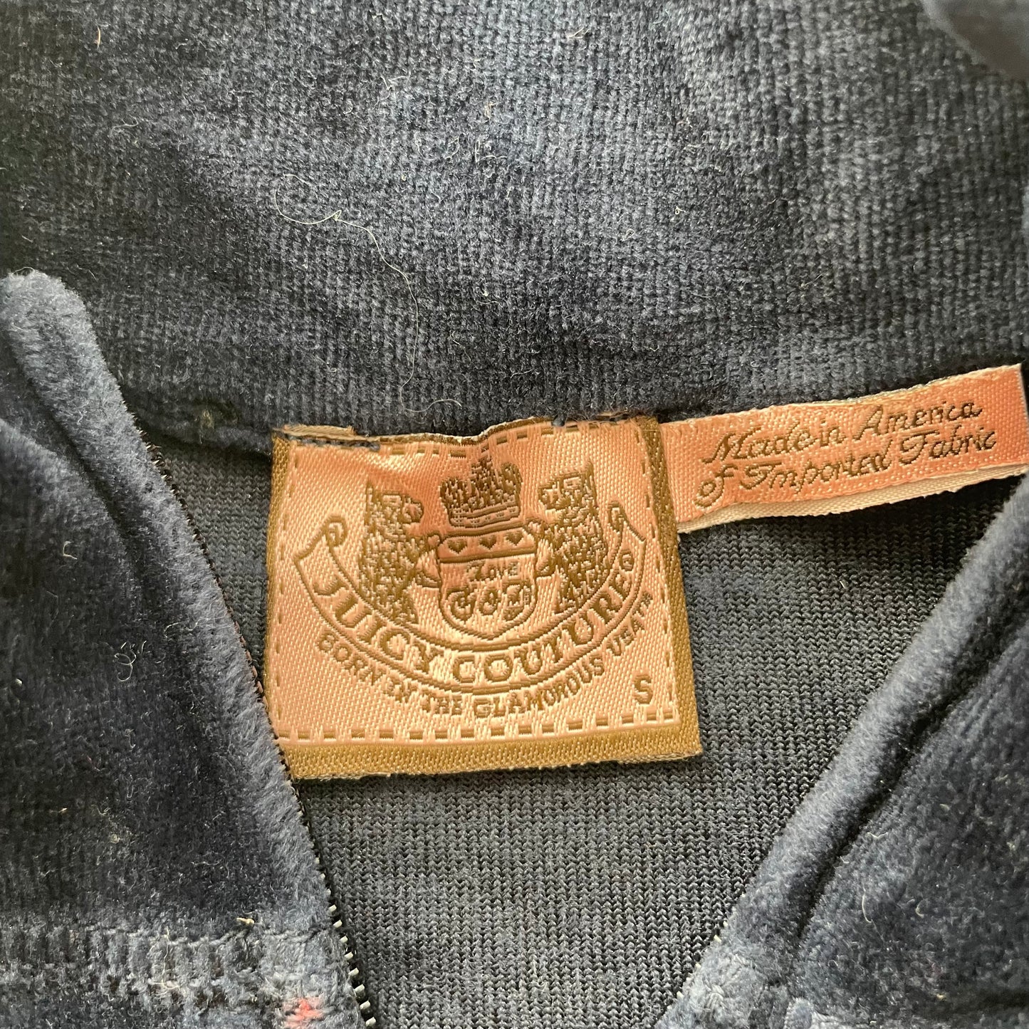 Vintage Juicy Couture Women Navy Velour Tracksuit Set Track Jacket & Pant Size S