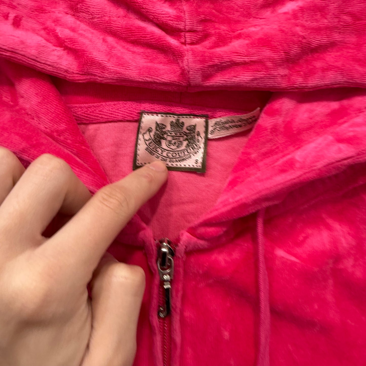 Vintage Juicy Couture Scottie Dogs Women's Pink Velour Hoodie Rhinestones Size S