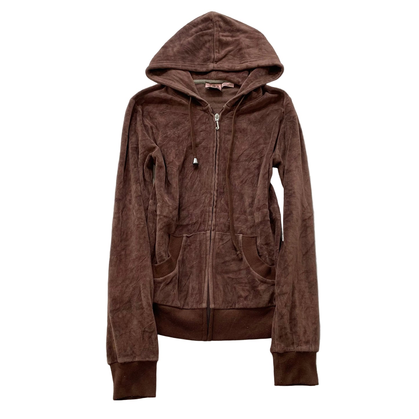 Vintage Juicy Couture Women's Brown Velour Zip-Up Hoodie Loungewear Y2k Size S