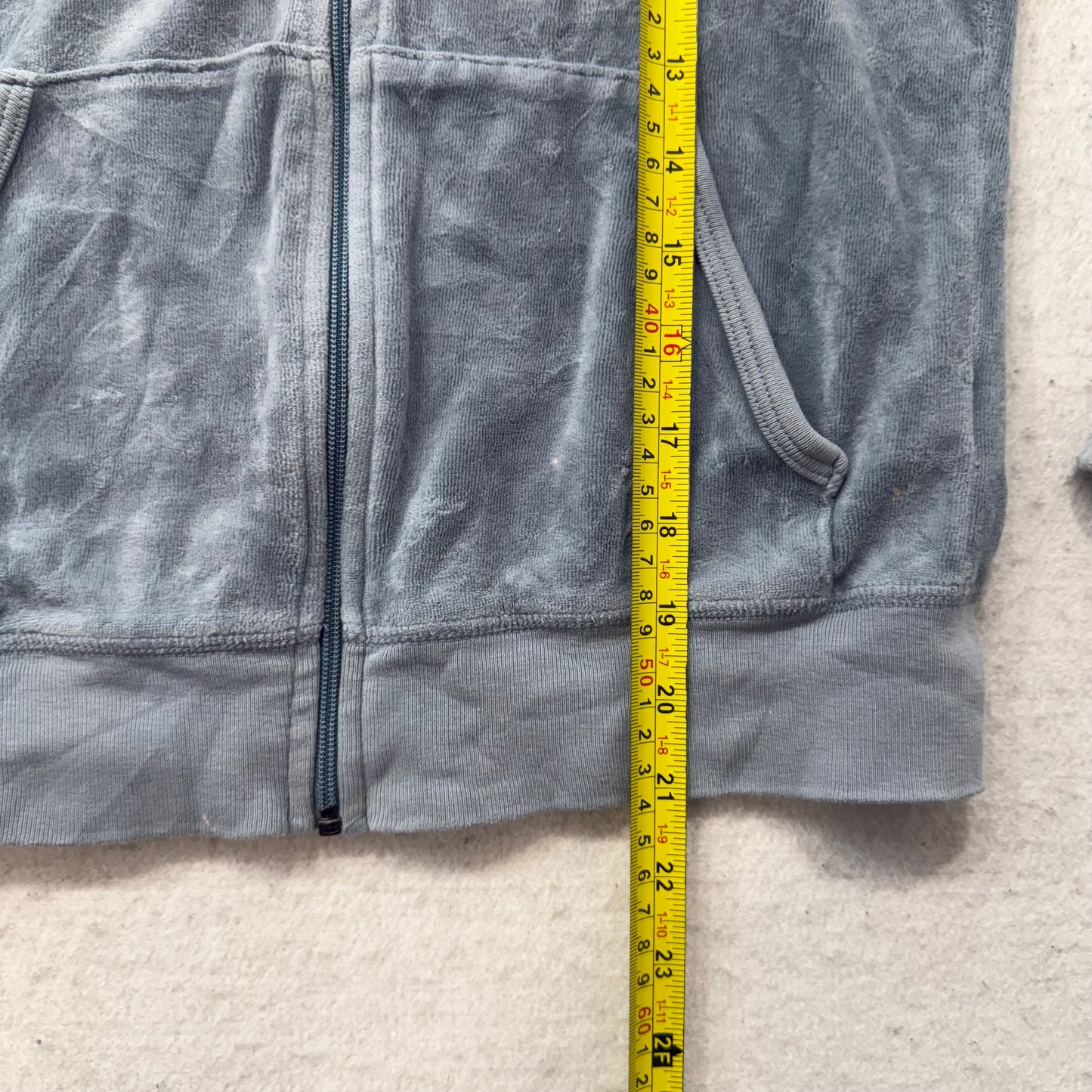Juicy Couture Women's Slate Gray Velour Full Zip Hoodie Loungewear Preppy Size M