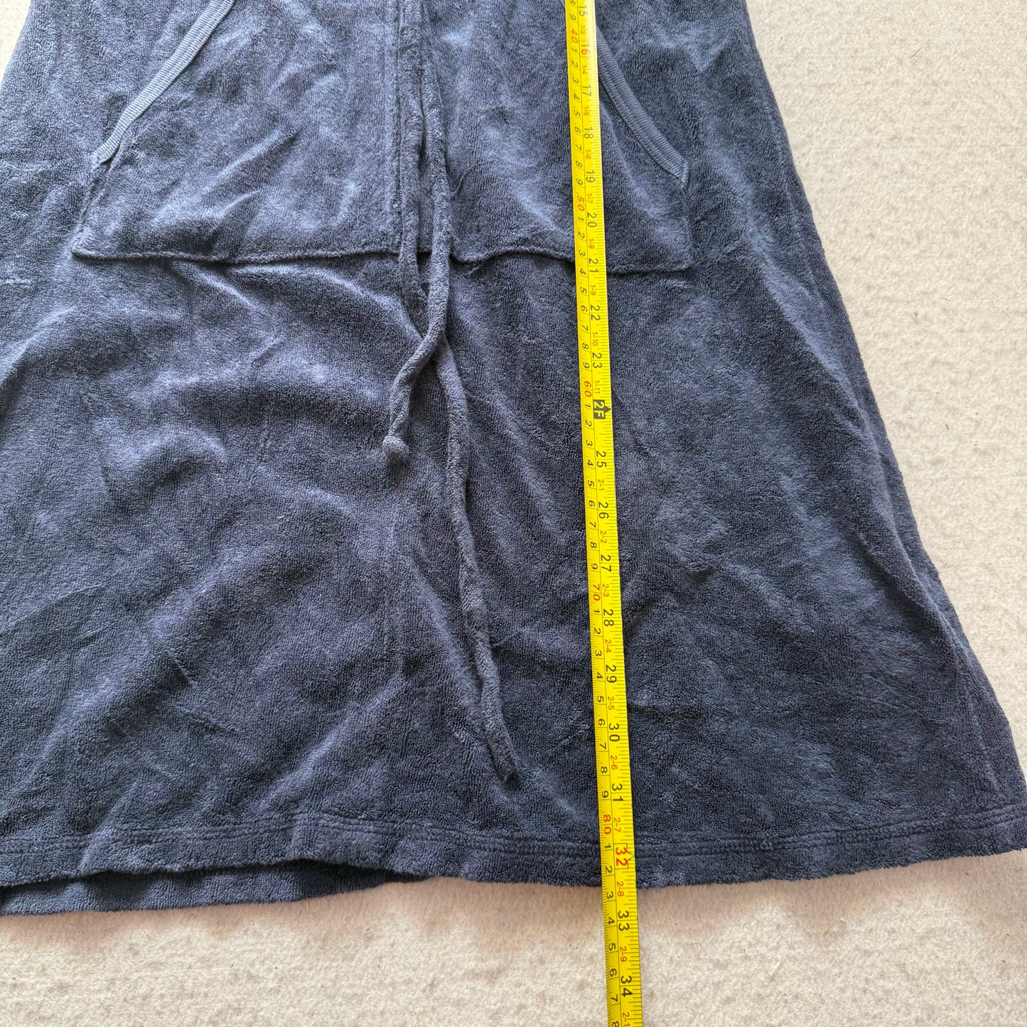 Juicy Couture Women Navy Terry Cloth Zip-Up Hooded Flare Dress Drawstring Size M