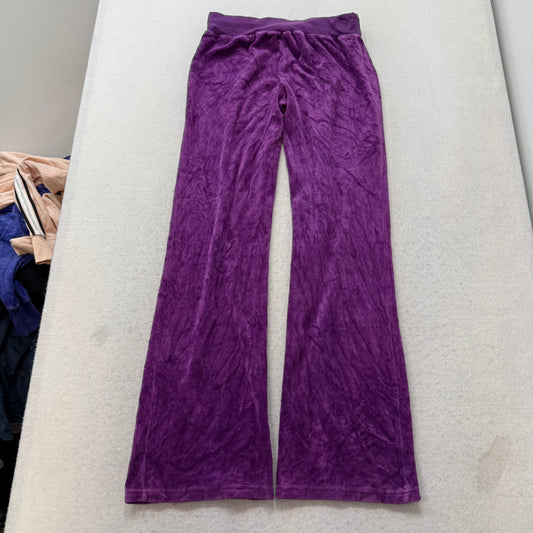 Bebe Women's Grape Purple Velour Flared Track Pant Loungewear Logo Y2K Size M