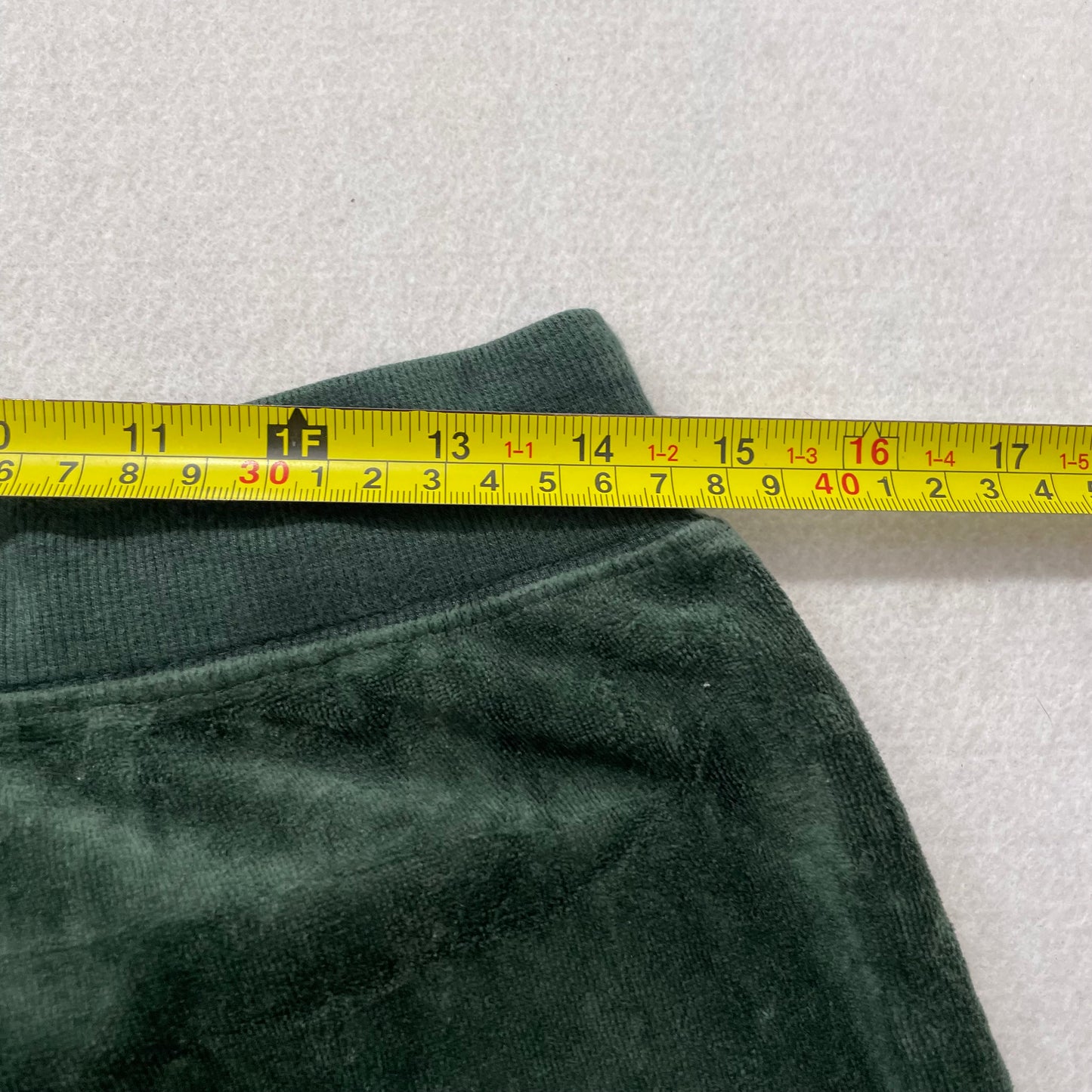Vintage Juicy Couture Women Dark Green Velour Flare Track Pant Drawstring Size S