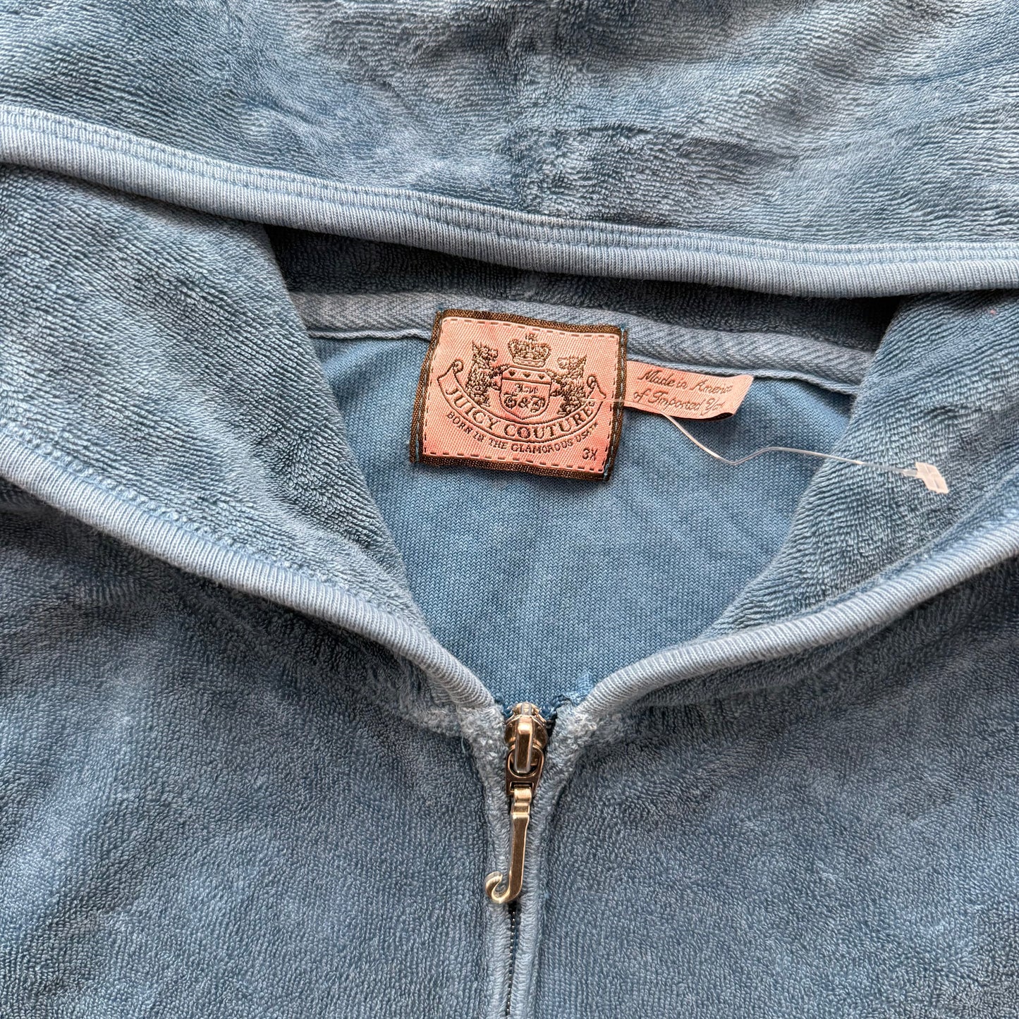 Juicy Couture Women's Teal Blue Terry Cloth Zip-Up Hoodie Casual Pockets Size 3x