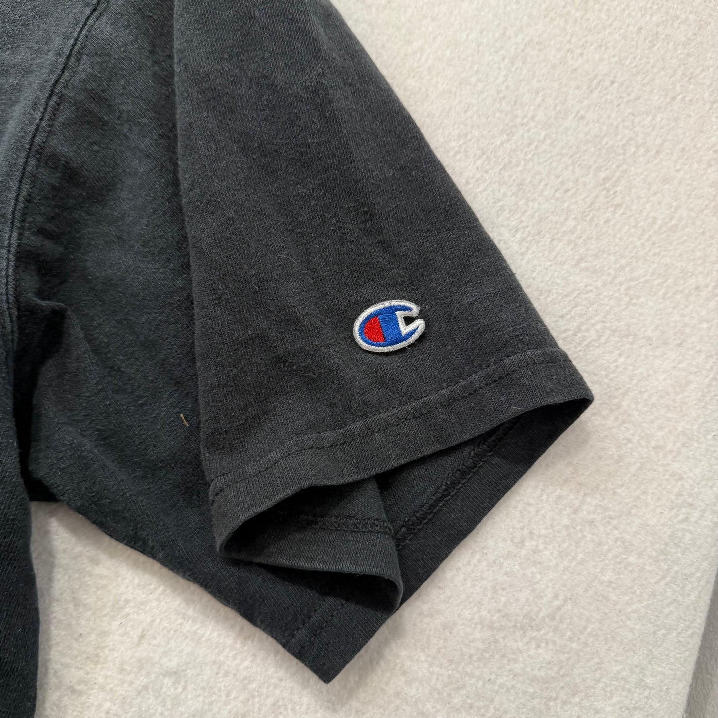 Champions Men's Faded Black Cotton T-Shirt Short Sleeves Crewneck Logo Size XL