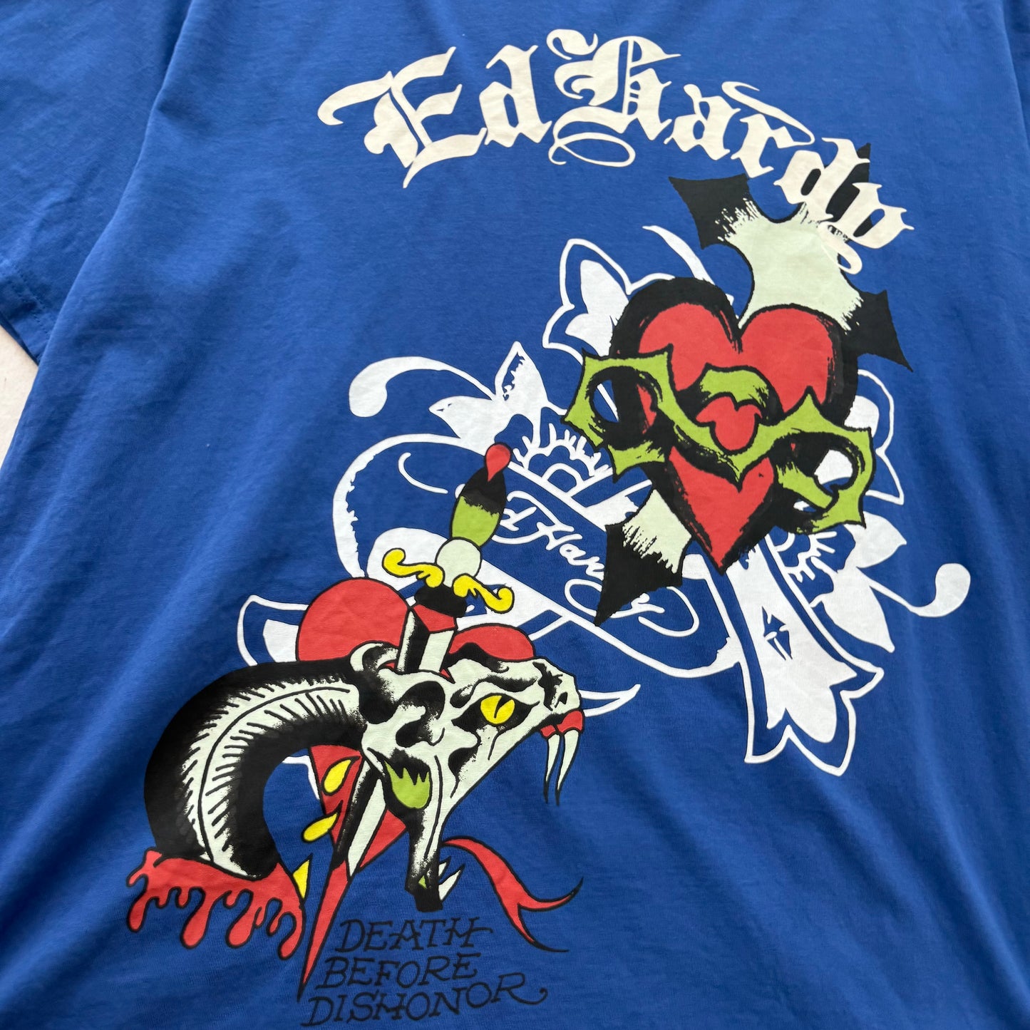 ED HARDY “Cross Heart” ROYAL BLUE BOXY TEE
