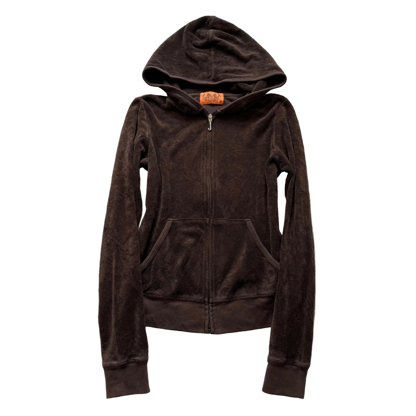 2003 Vtg Juicy Couture Women's Chocolate Brown Terry Cloth Zip-Up Hoodie Size S