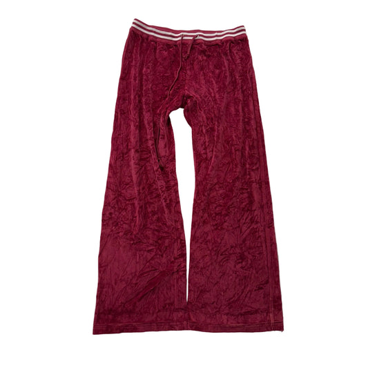 Juicy Couture Crimson Velour Flared Track Pants Drawstring Mid Rise Size L