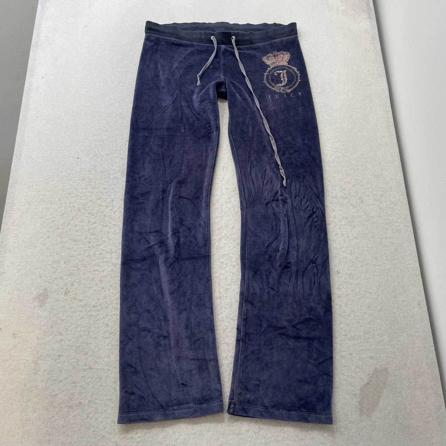 Juicy Couture Women's Navy Velour Tracksuit Sets Rhinestones Graphic Logo Size M