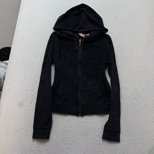 Vtg Juicy Couture Scottie Dogs Black Velour Tracksuit Set Hoodie & Pant Size S