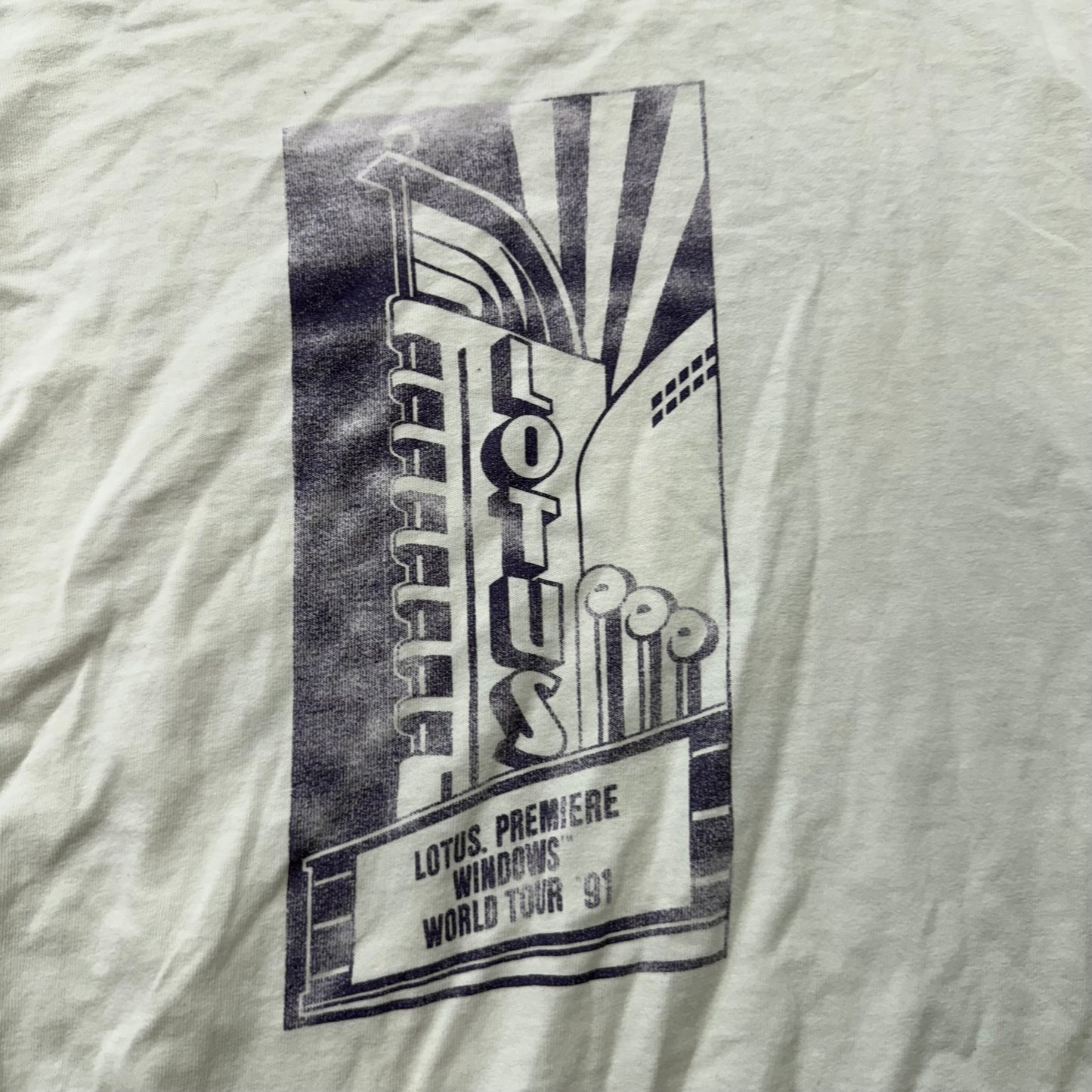 Fruit of the Loom Mens White Cotton Windows Lotus Microsoft Tech T-Shirt Size XL