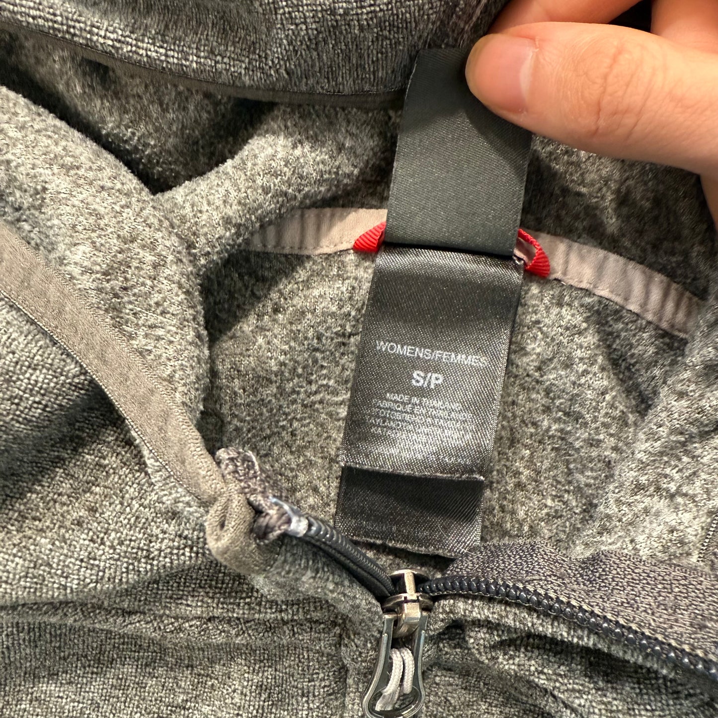 The North Face Women's Gray Glacier Full Zip Hoodie Ruched Pockets Logo Size S