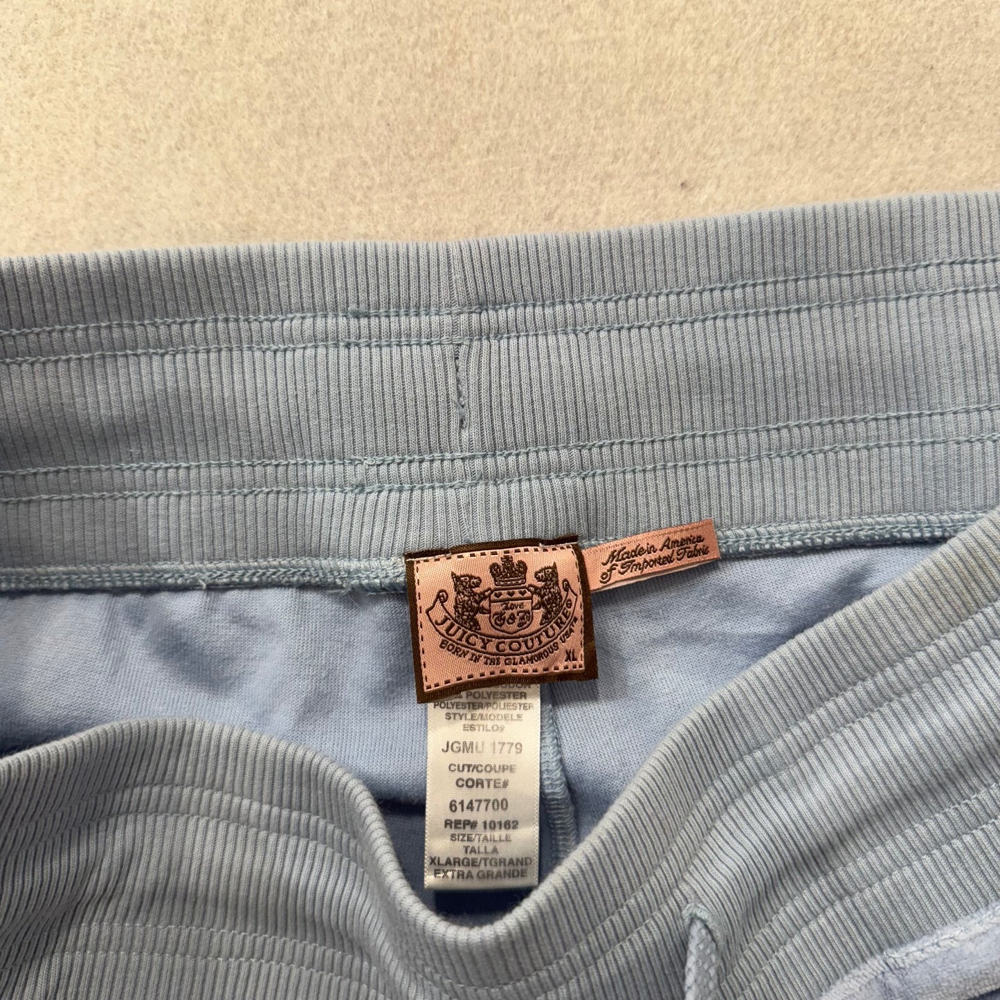 Juicy Couture Women's Powder Blue Velour Flared Track Pant Bell Bottom Size XL