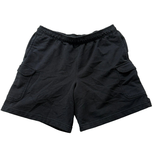 Champion Men's Black Fleece Cargo Shorts Pockets Elastic Waistand Logo Size W33