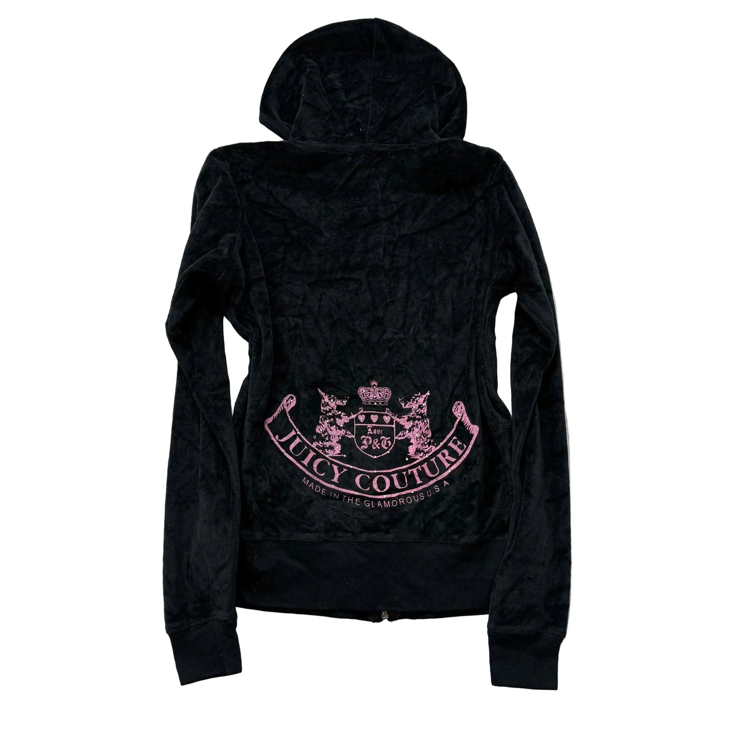 Vintage Juicy Couture Scottie Dogs Black Velour Hoodie Made In The USA Size S