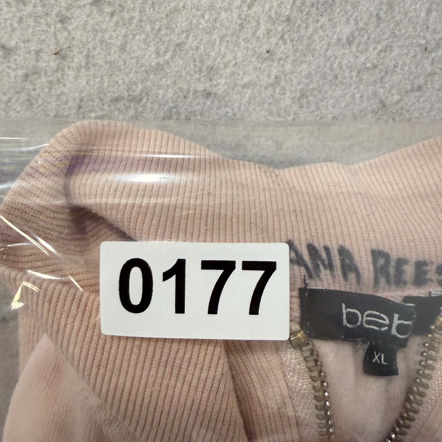 Bebe Women's Baby Pink Velour Full Zip Track Jackets Sleeve Striped Logo Size XL