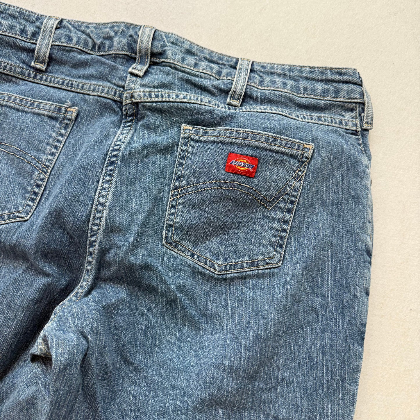 Dickies Blue Denim Flare Jeans Front Slant Pockets Size 32