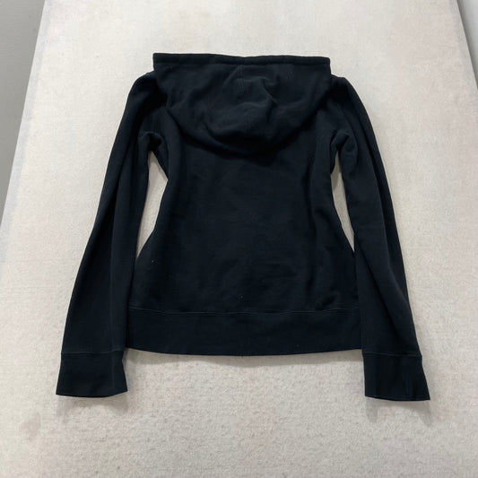 O'Neill Women's Black Cotton Full Zip Hoodie Split Kangaroo Pockets Logo Size XL