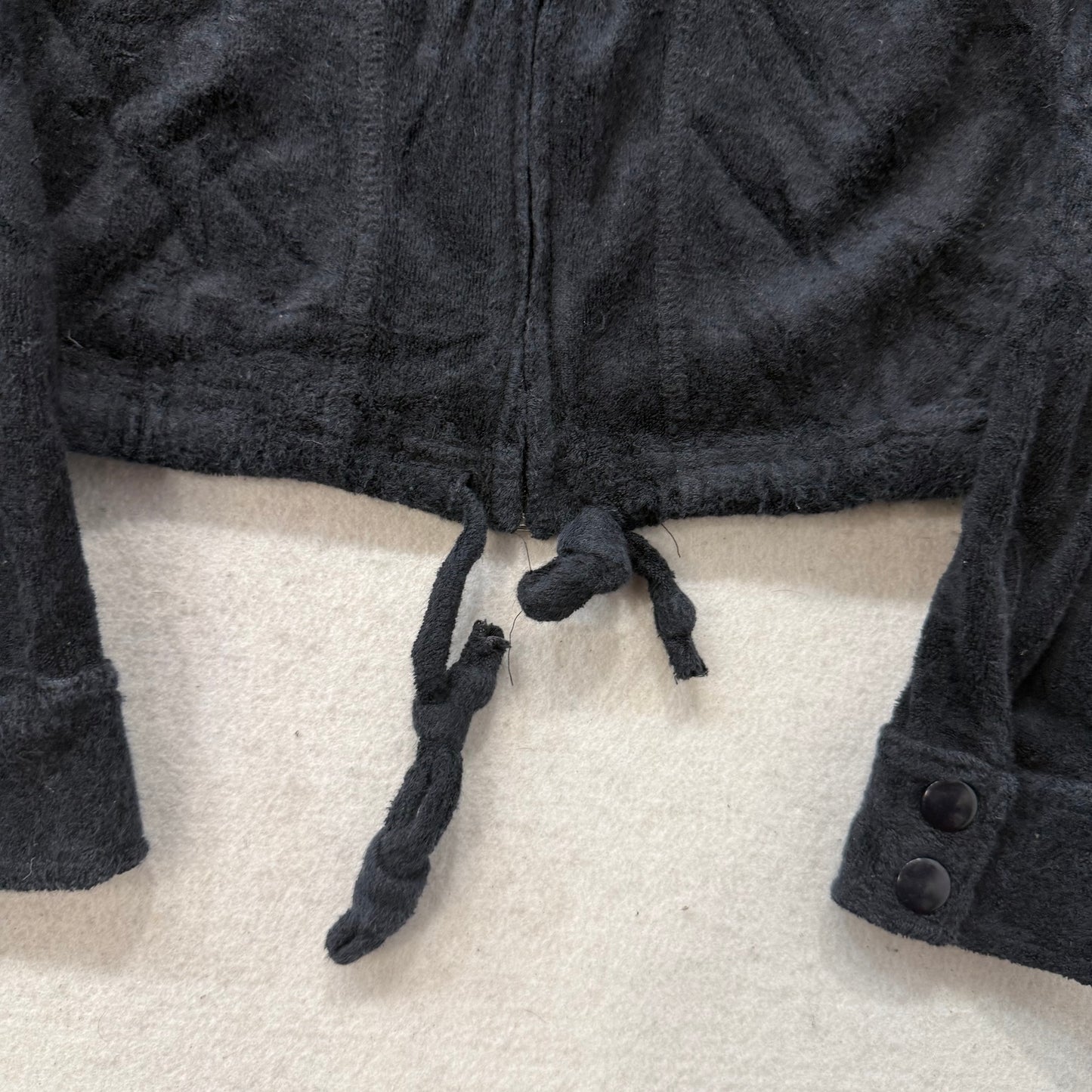 Juicy Couture Women's Black Terrycloth Zip Up Track Jacket Mock Neck Y2K Size S