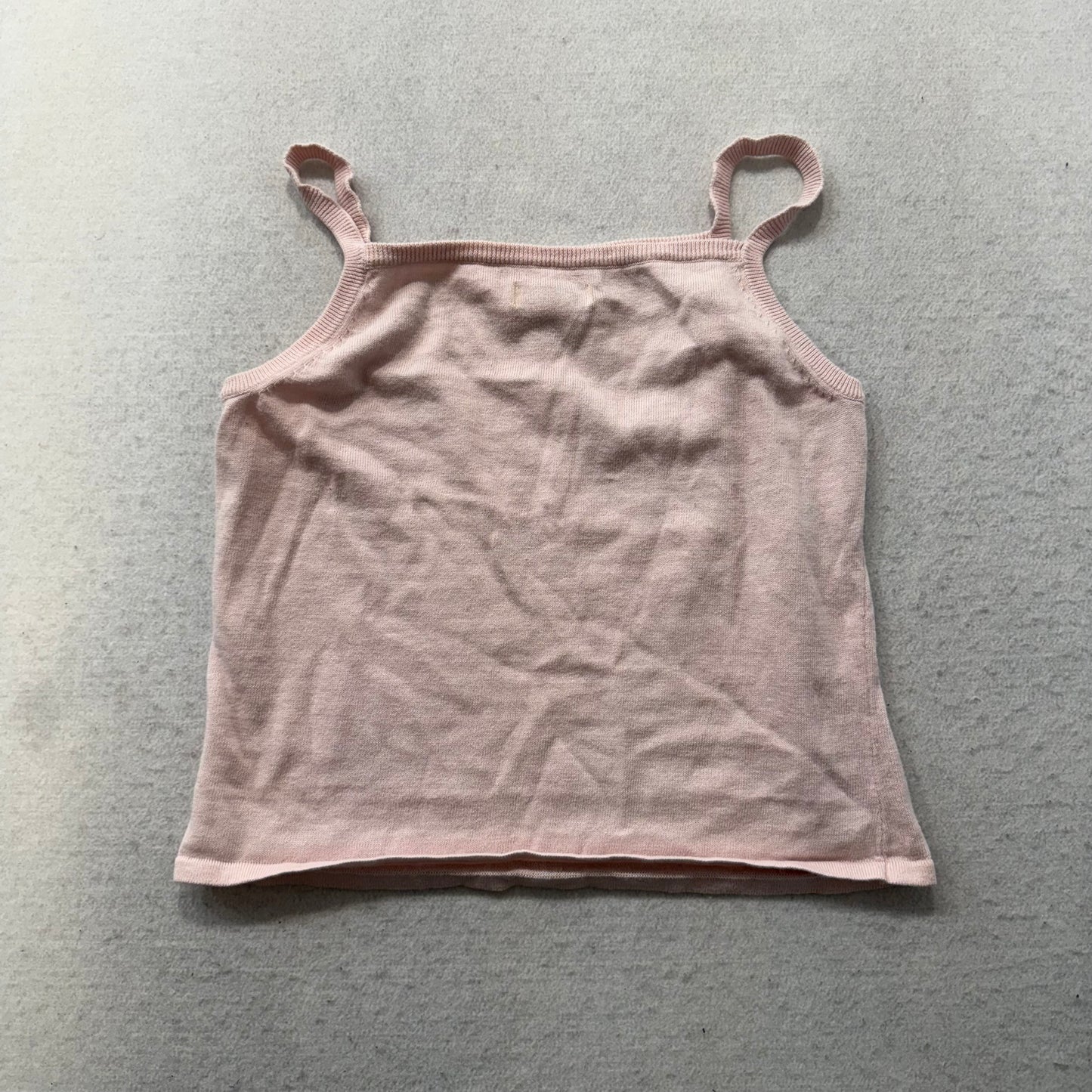 Aeropostale Women's Pastel Pink Camisole Floral Embroidered Knit Tank Top Size L
