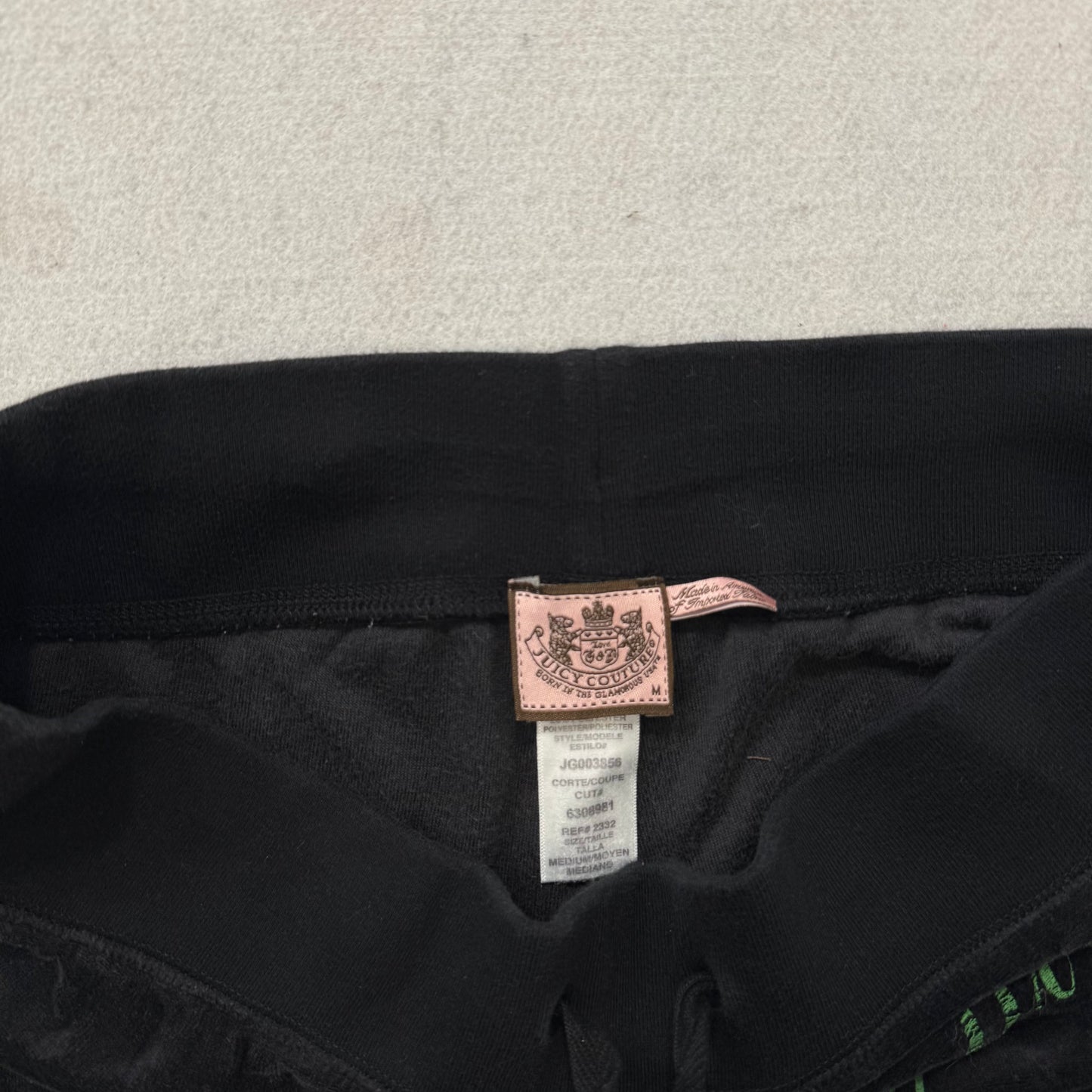 Juicy Couture Women's Faded Black Velour Flare Track Pant Loungewear Logo Size M