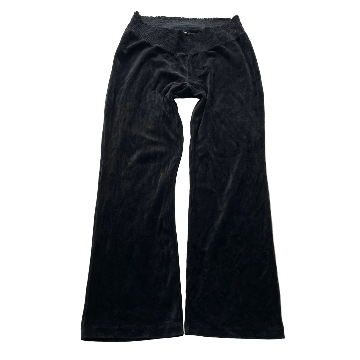 Vintage Juicy Couture Womens Black Velour Flared Track Pant Elastic Waist Size L