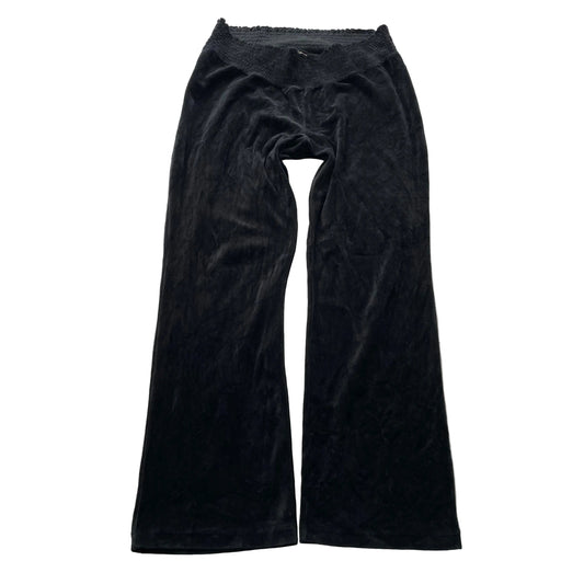 Vintage Juicy Couture Womens Black Velour Flared Track Pant Elastic Waist Size L
