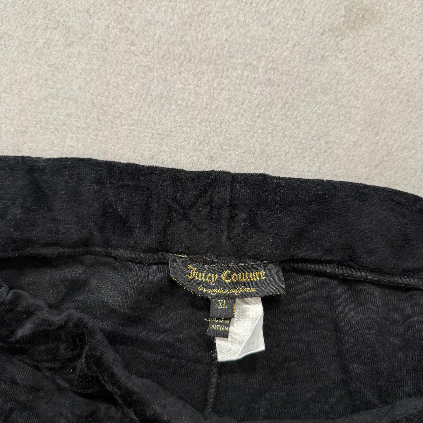 Juicy Couture Black Velour Tracksuit Set Zip Up Hoodie & Flare Pant Logo Size XL