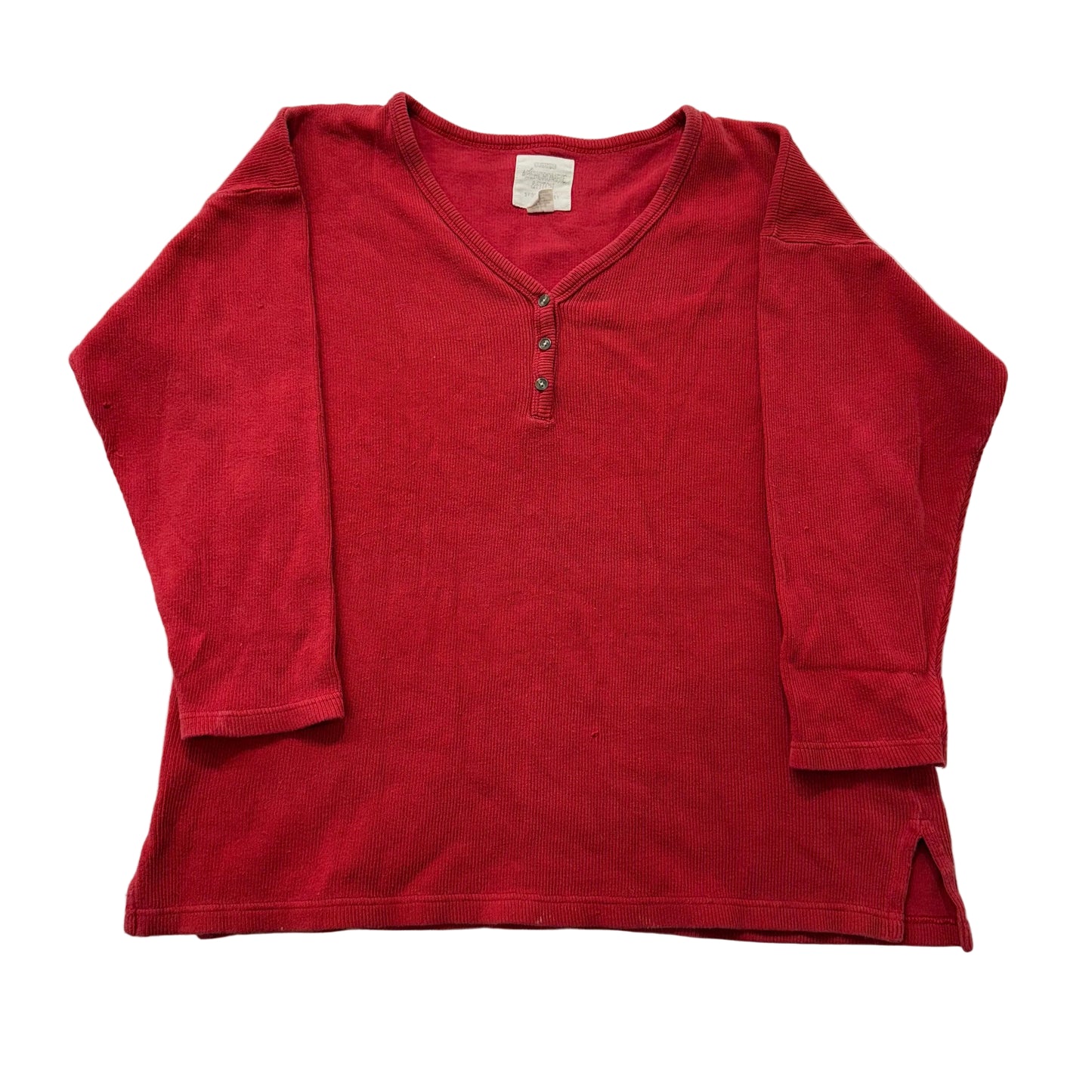 Abercrombie & Fitch Women's Red Ribbed Cotton Sports Jersey Henley V-Neck Size S