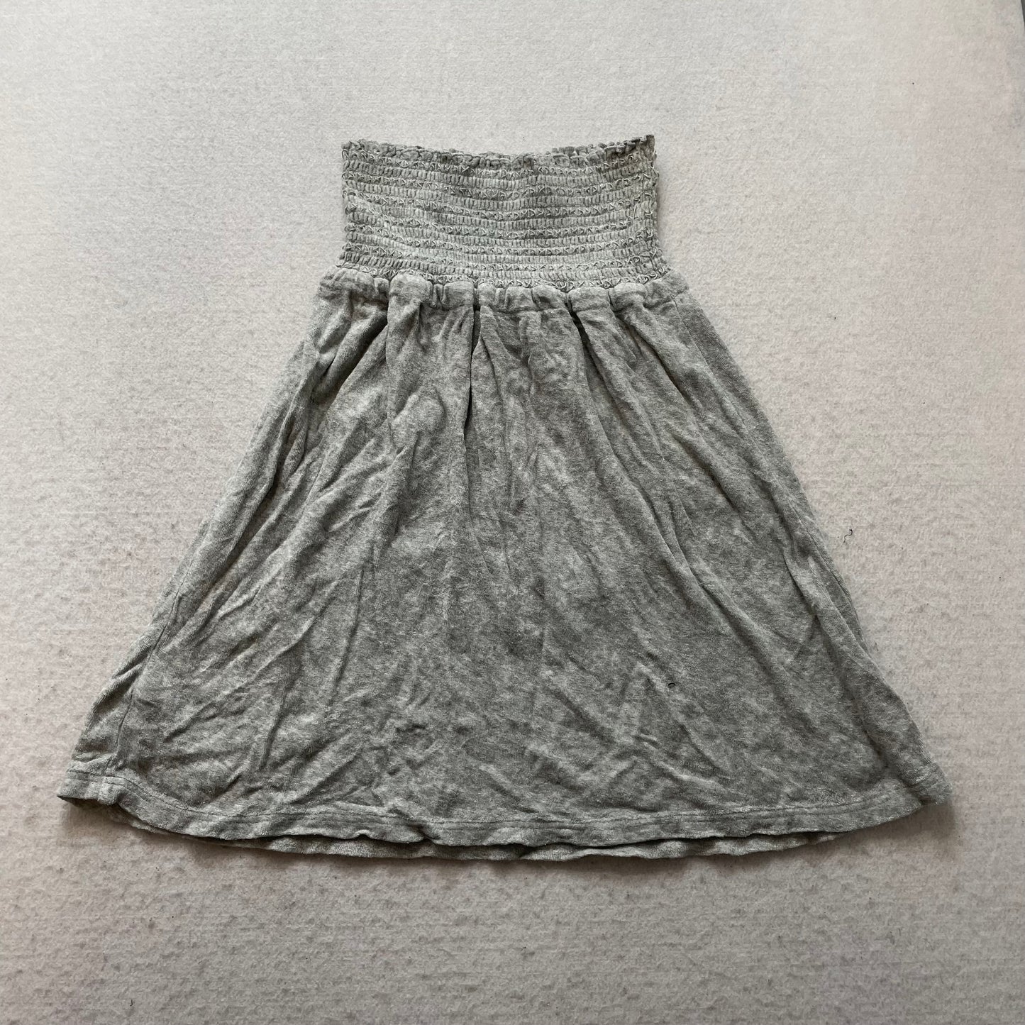 Juicy Couture Women Gray Terry Cloth Smocked Strapless Flare Dress Casual Size S