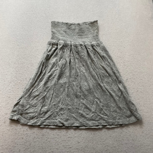 Juicy Couture Women Gray Terry Cloth Smocked Strapless Flare Dress Casual Size S