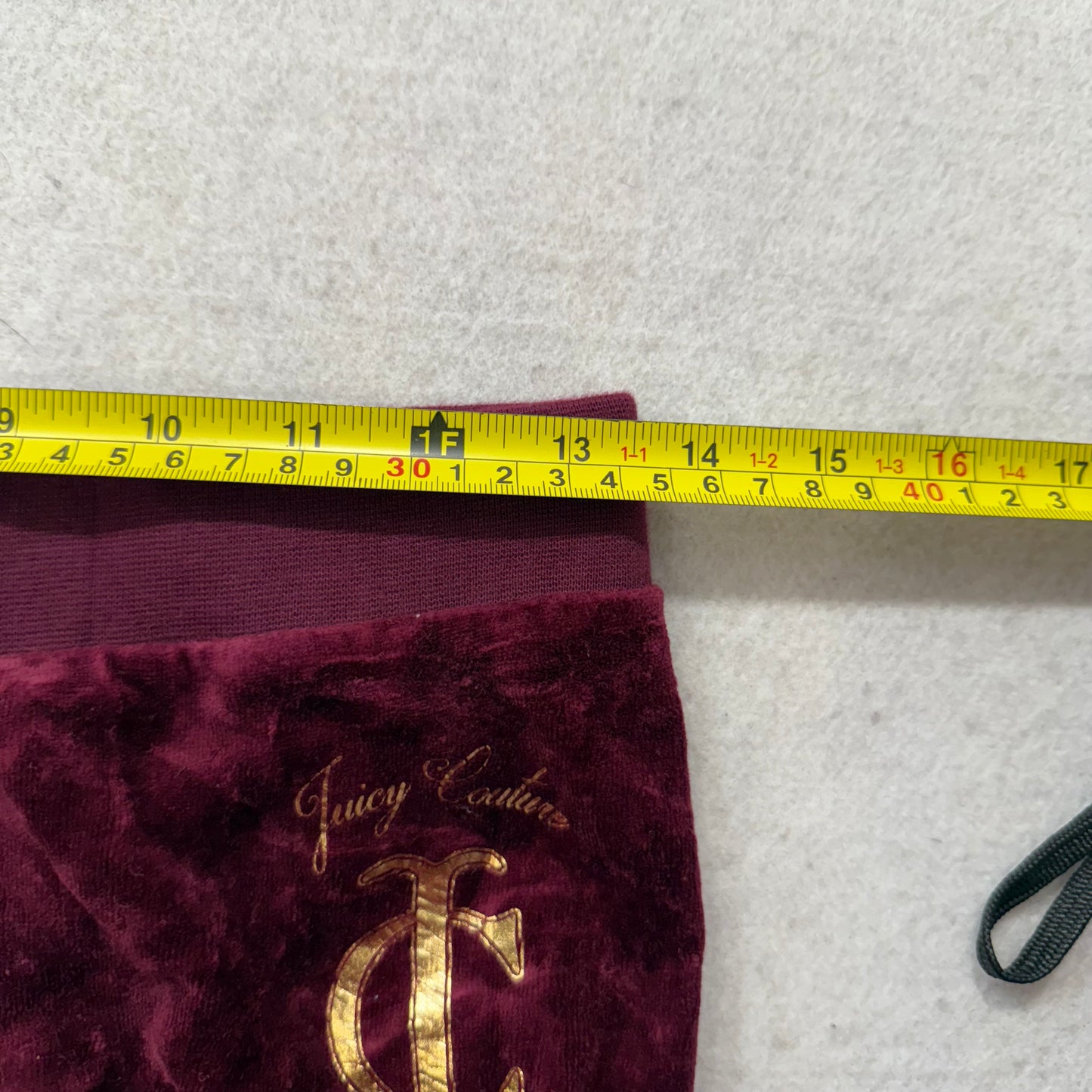 Juicy Couture Women's Wine Velour Jogger Pants Drawstring Logo Low Rise Size XS