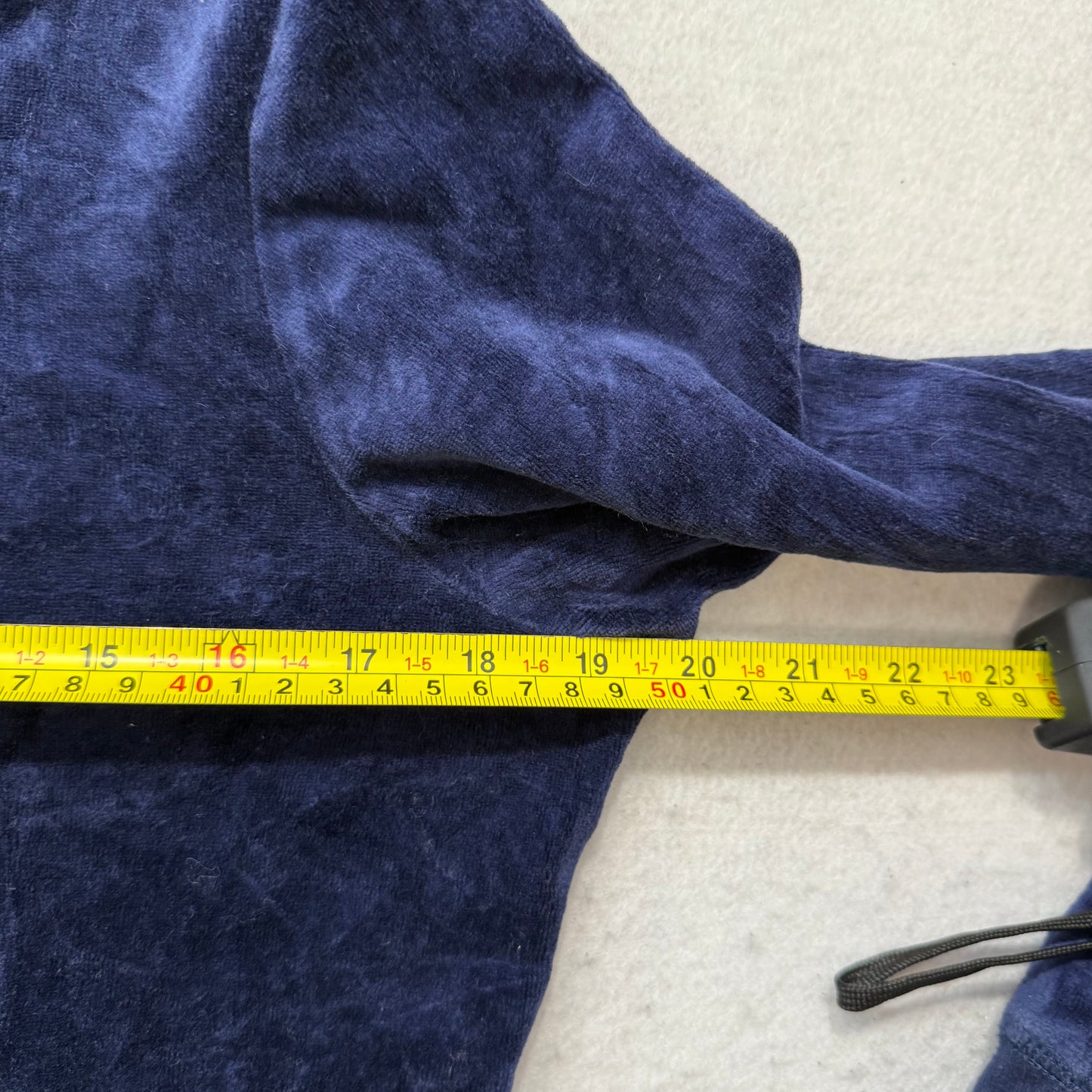 Juicy Couture Women's Navy Velour Full Zip Hoodie Graphic Logo Loungewear Size M