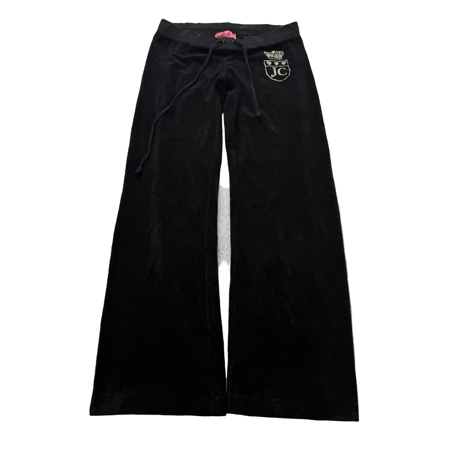 2003 Vintage Juicy Couture Women's Black Terry Cloth Flared Track Pants Size P