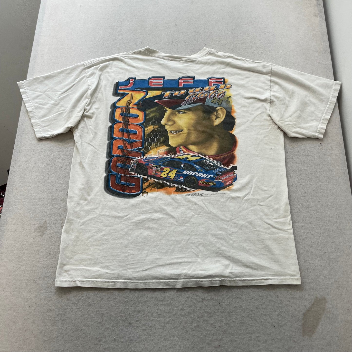 Vintage Jeff Gordon NASCAR Chase Men's White Cotton T-Shirt Short Sleeve Size XL