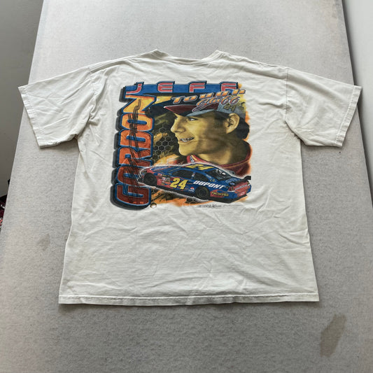 Vintage Jeff Gordon NASCAR Chase Men's White Cotton T-Shirt Short Sleeve Size XL