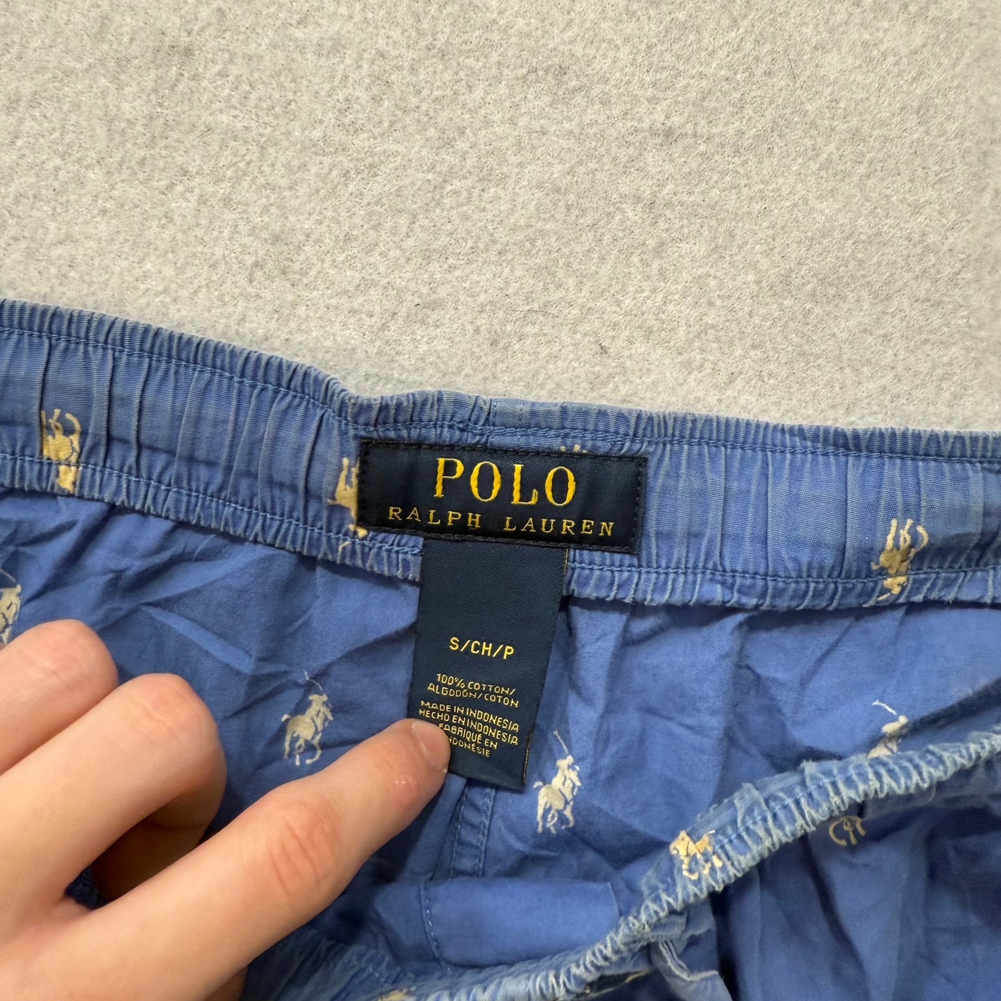 Polo Ralph Lauren Men's Blue Allover Pony Print Pajama Pants Sleepwear Size S