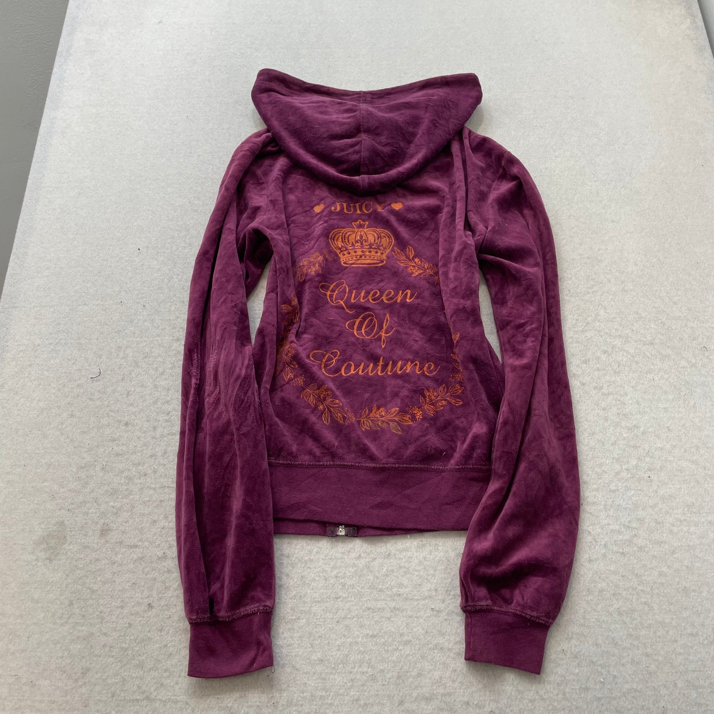 Vtg Juicy Couture Of Queen Couture Women's Burgundy Velour Tracksuit Set Size L