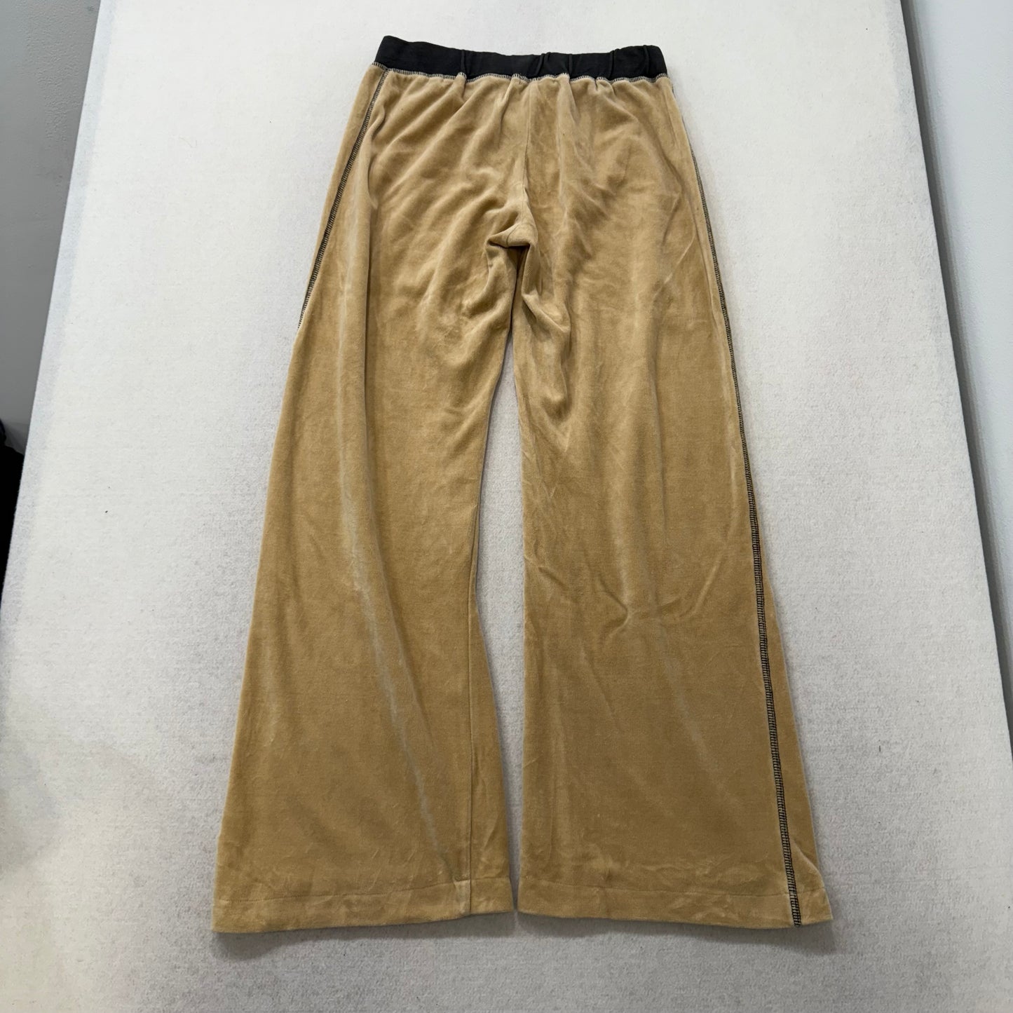 BEBE Tan Velour Lace Up Drawstring Flare Pants Size M
