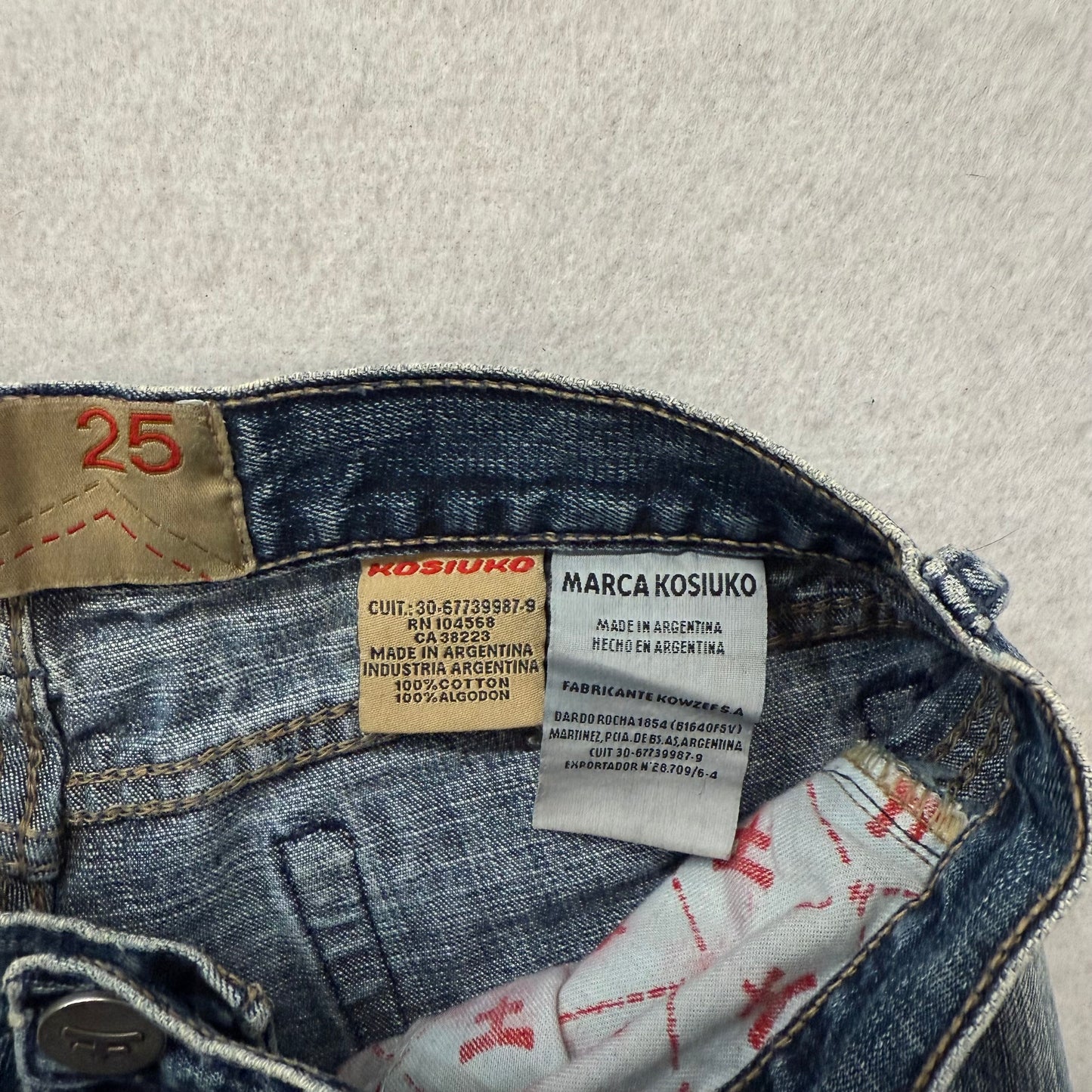 KOSIUKO Low Rise Blue Denim Cutoff Shorts Raw Hem Size 25