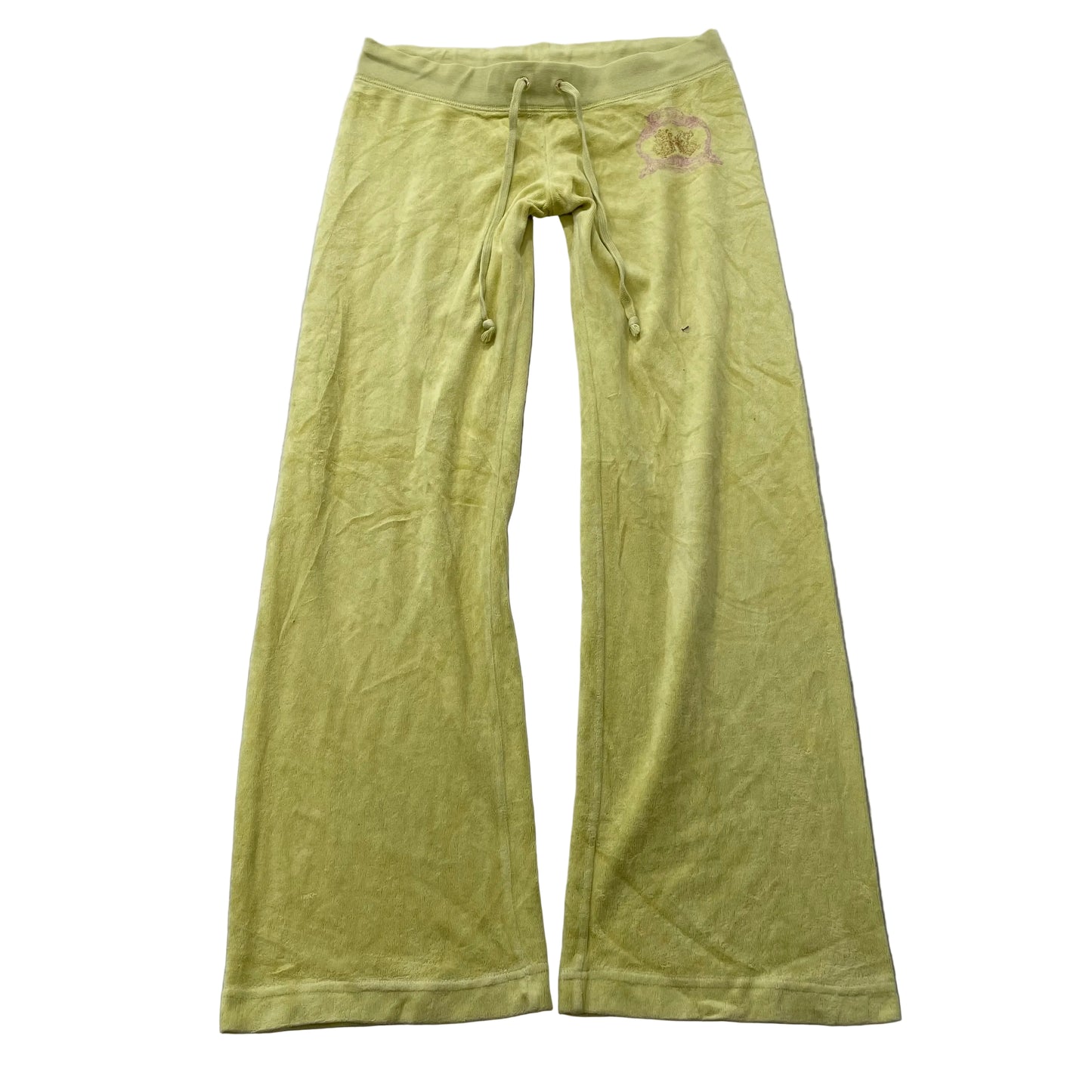 Juicy Couture Women's Yellow Velour Flared Leg Track Pants Loungewear Size S