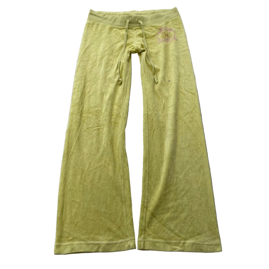 Juicy Couture Women's Yellow Velour Flared Leg Track Pants Loungewear Size S