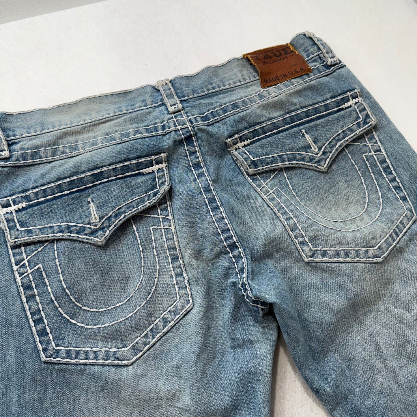 Rare True Religion Super T Ricky Men's Blue Straight Jeans Made In USA Size 38