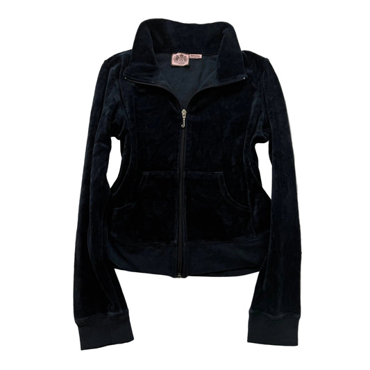 Vintage Juicy Couture Womens Navy Blue Velour Zip Up Track Jacket Classic Size S
