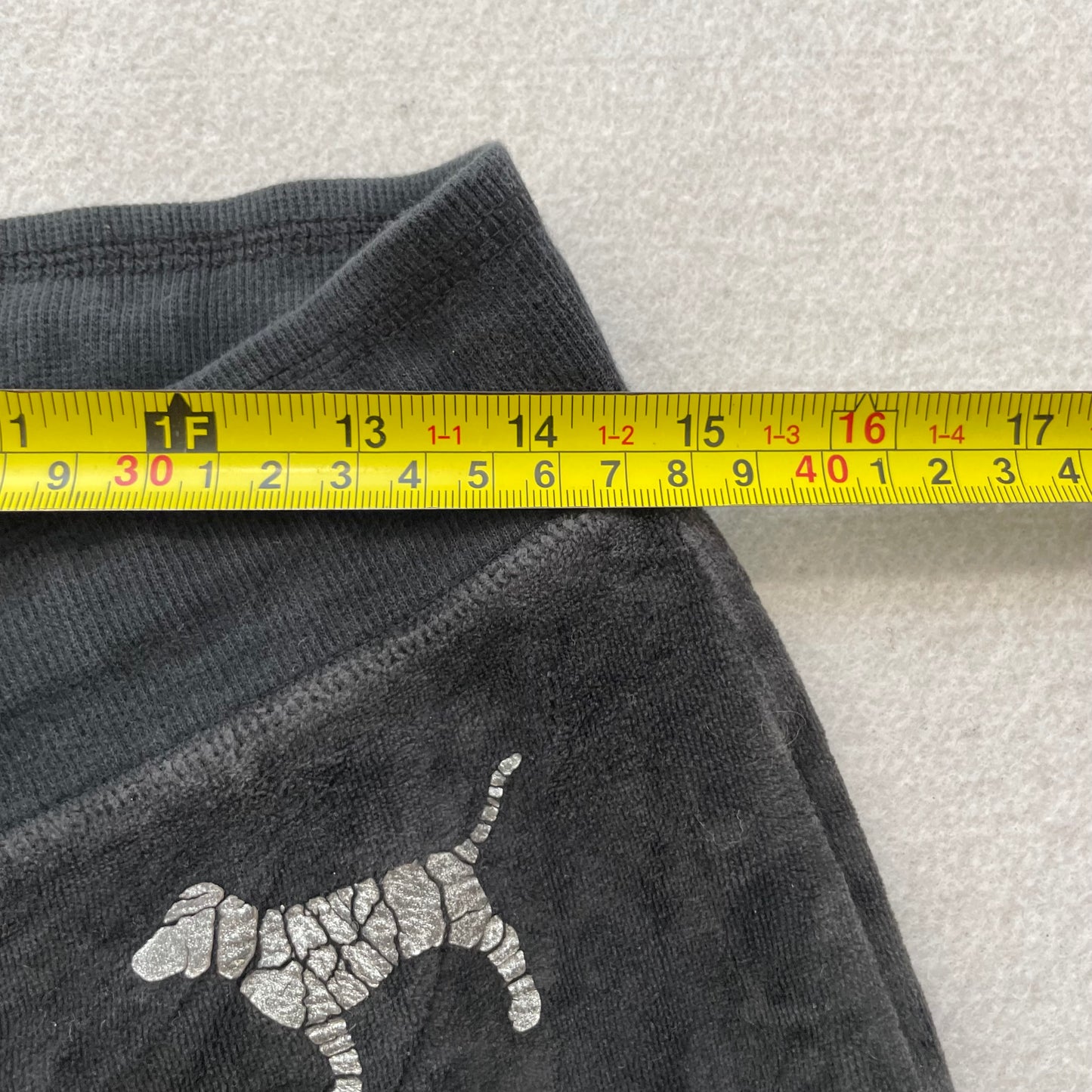 Victoria's Secret PINK Womens Charcoal Gray Velour Flared Track Pant Logo Size S