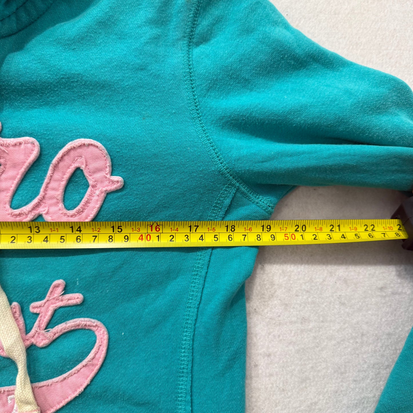 Aeropostale Teal Blue Embroidered Logo Full-Zip Hoodie Drawstring Classic Size S
