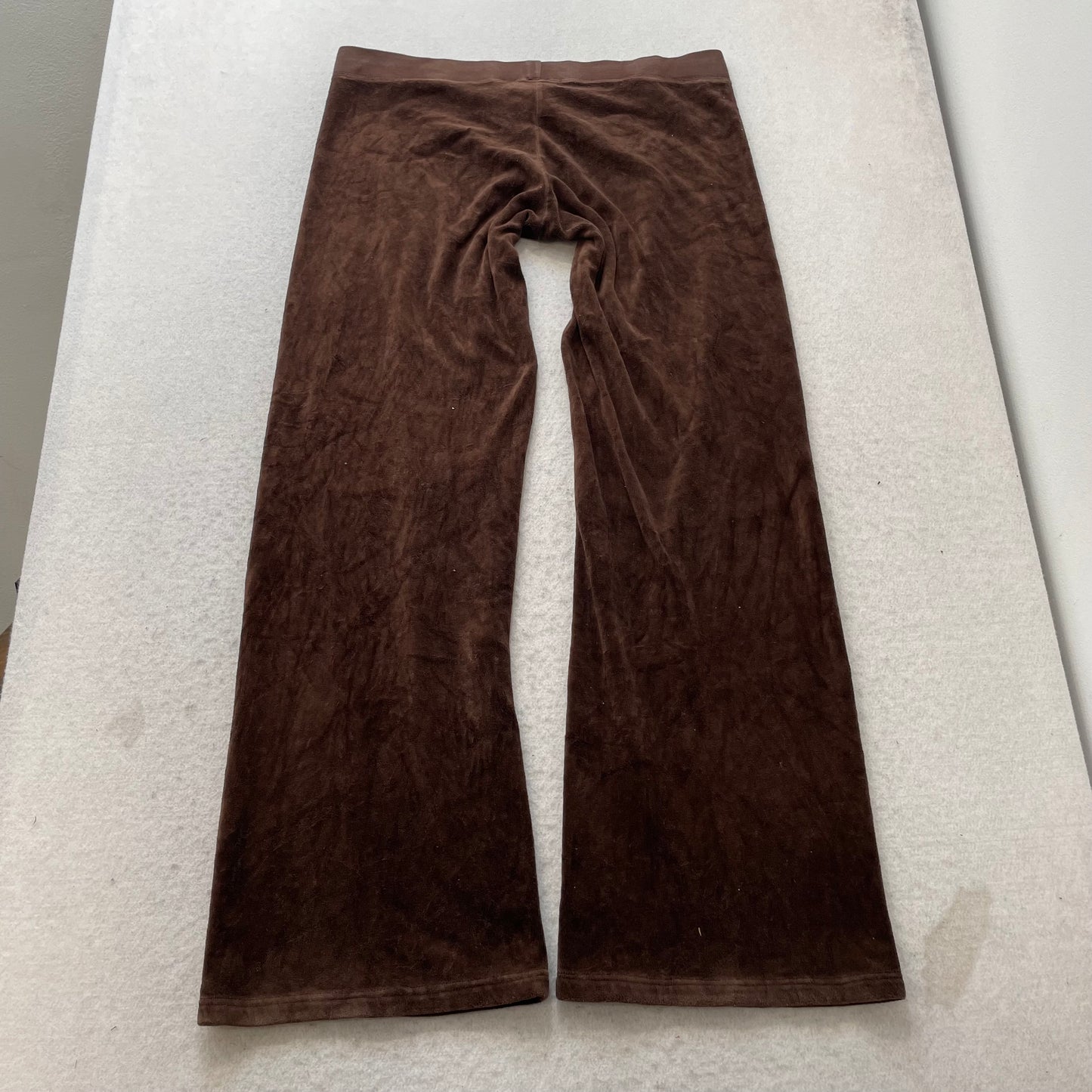 2003 Vintage Juicy Couture Women Chocolate Brown Velour Flared Track Pant Size L