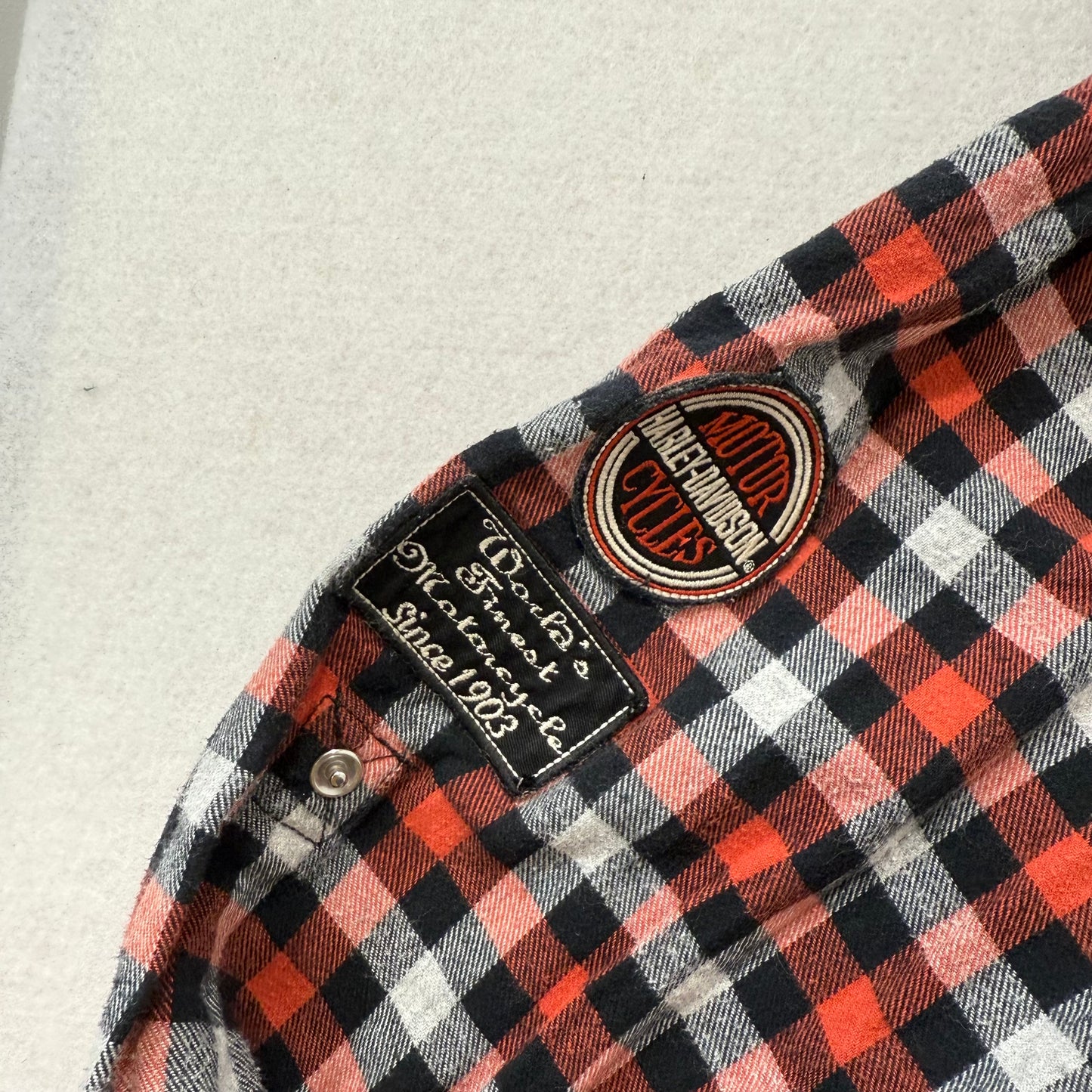 Harley-Davidson Women's Red Black Cotton Button-Down Flannel Shirt Size XL